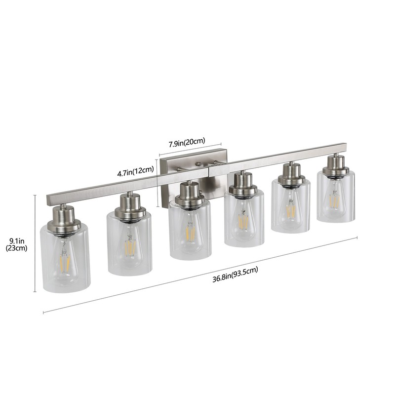 LED Silver 37 In Modern Vanity Light Fixtures 6 Lights Wall Sconces for Bathroom gallery