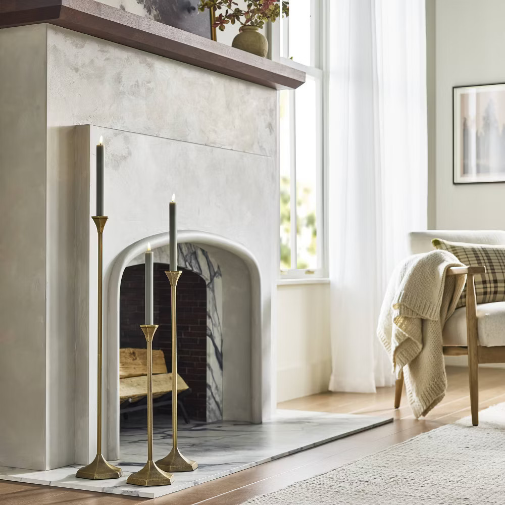 30"x5.8" Oversized Floor Taper Candlestick Brass - Hearth & Hand with Magnolia gallery