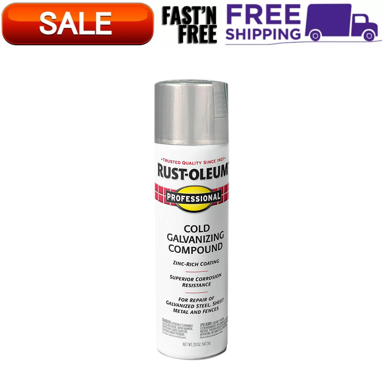 Cold Gray, Rust-Oleum Professional Galvanizing Compound Spray Paint, 20 oz gallery