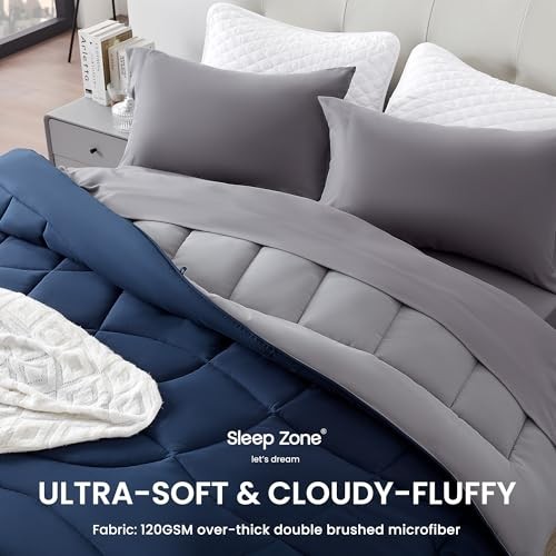 SLEEP ZONE Reversible King Size Cooling Comforter, Super Soft Bedding Duvet Down gallery