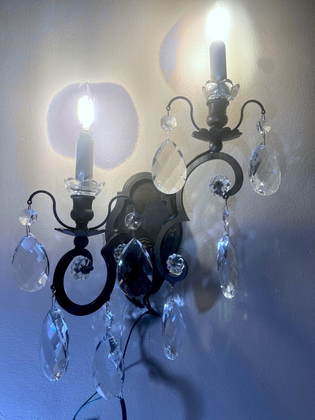 Pair Schonbek Crystal Renaissance 2 Wall Light Sconces Heirloom Bronze 23x14 gallery