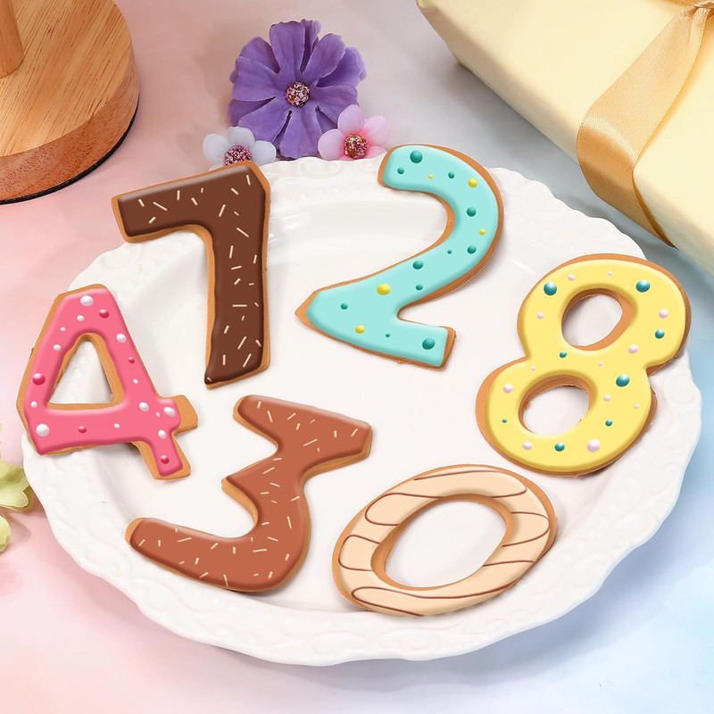 9 PCS Number Cookie Cutters Set, 3 Inches 0-8(6 Reverses to 9) Stainless Steel C gallery