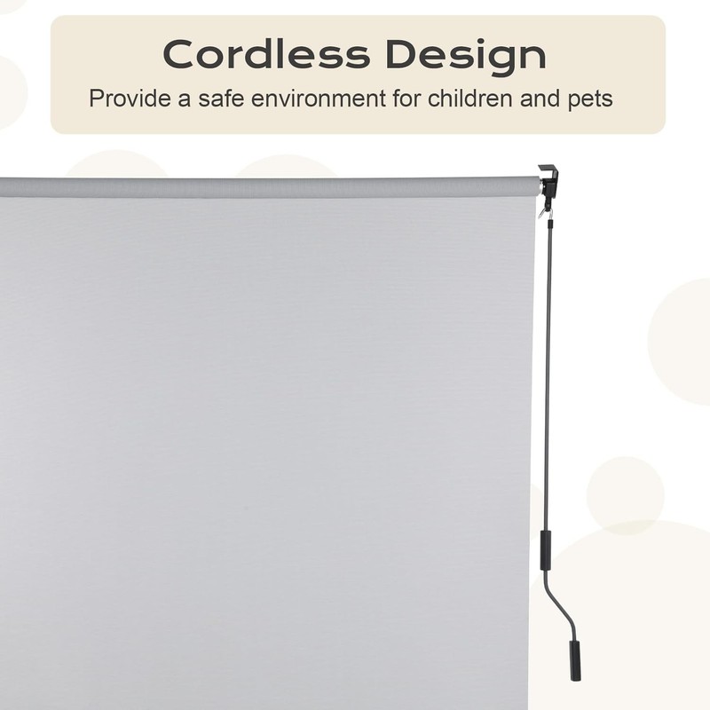 5% Openness Cordless Solar Fabric Roller Shade, 6'W x 8'H Sun Shade for Outdoor gallery