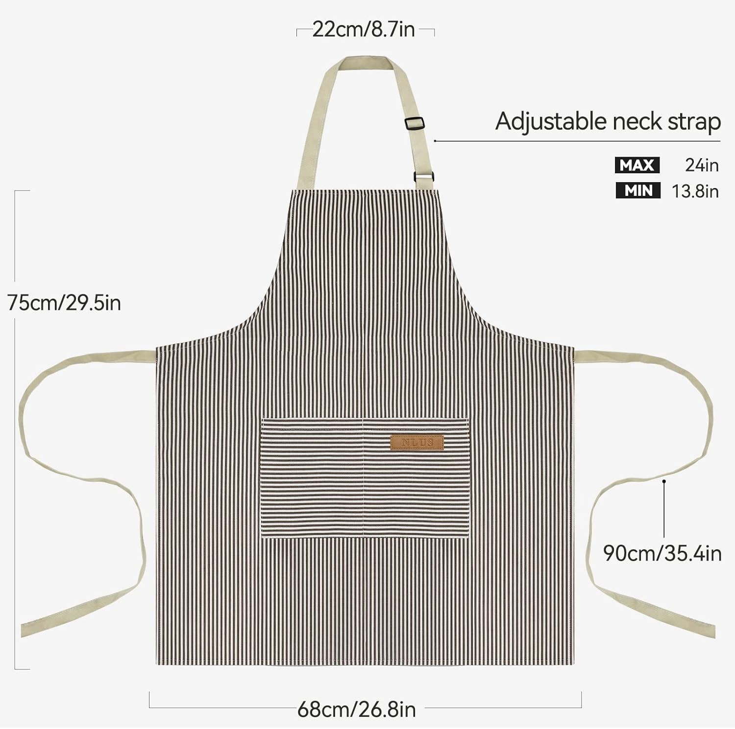 2 Pack Kitchen Cooking Aprons, Adjustable Bib Soft Chef Apron with 2 Pockets gallery