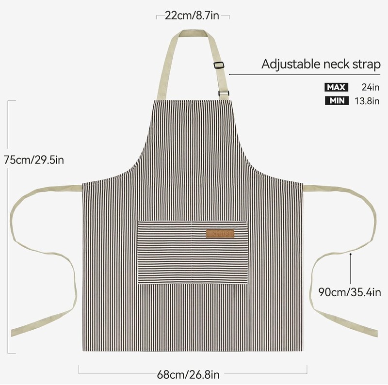 2 Pack Kitchen Cooking Aprons, Adjustable Bib Soft Chef Apron with 2 Pockets gallery