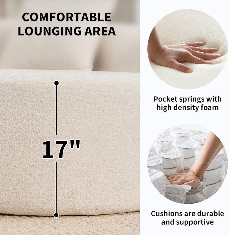110" Curved Loveseat Sectional Sofa Compressed Boneless Couch with 4 Pillows gallery