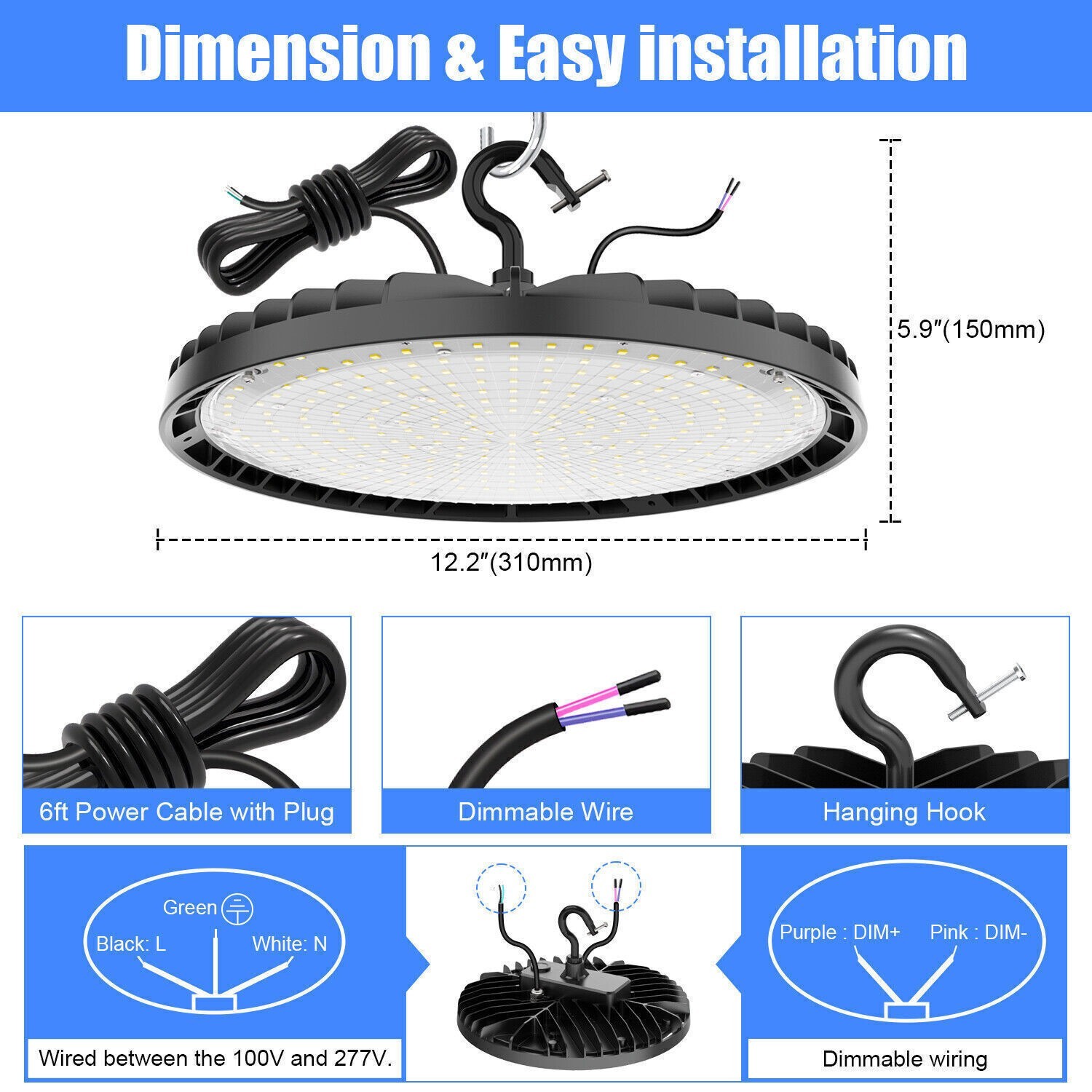 150W 200W 240W LED UFO High Bay Light Factory Warehouse Commercial Shop Lighting gallery