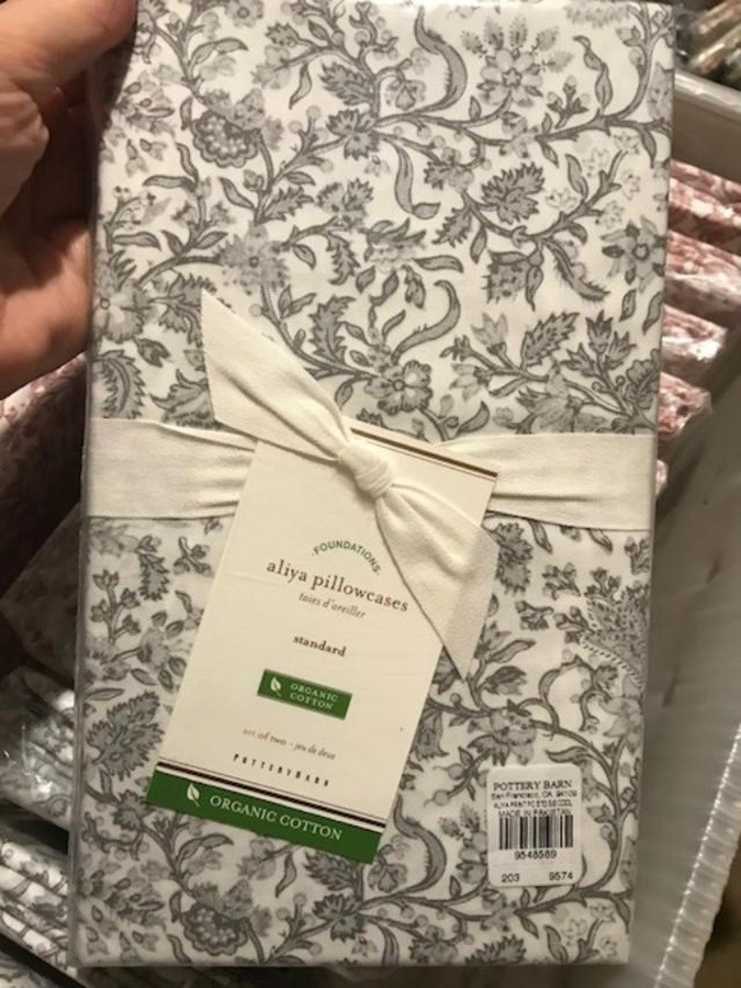 Pottery Barn Aliya Floral Standard Pillowcases Set 2 Gray Pair New🦩. gallery