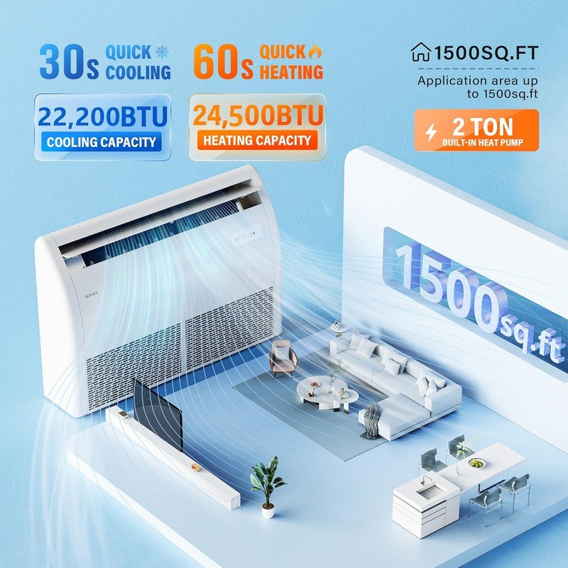 2 TON Ductless Mini Split Air Conditioner, Heat Pump CEILING FLOOR, 22200 BTU gallery