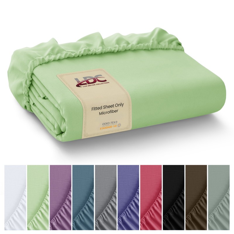 Premium Fitted Sheet Solid Deep Pocket Soft Microfiber Breathable Bottom Sheets gallery