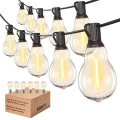 200FT Outdoor Lights with 106 Shatterproof Bulbs(6 Spare), IP45 Waterproof Ou…
