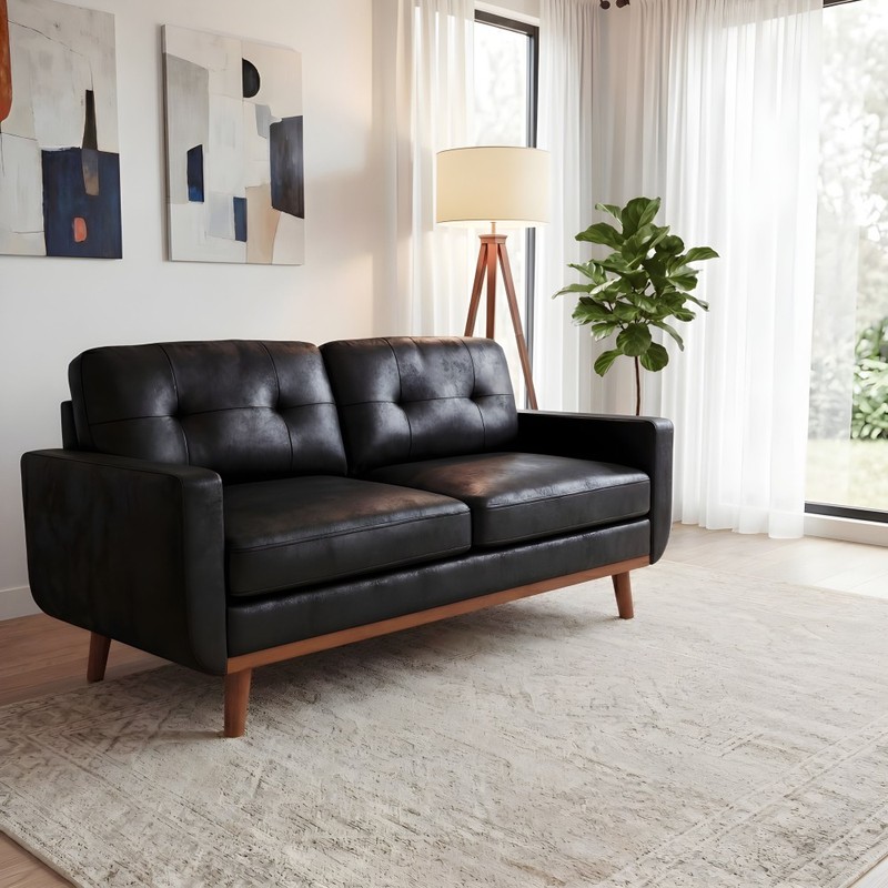 Polyester Fabric 2 Seater Sofa Couch Modern 65" Loveseat Couch for Living Room gallery