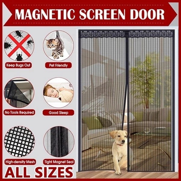 Magnetic Screen Door Mesh Curtain Durable Heavy Duty Mosquito Net Bug Hands Free gallery