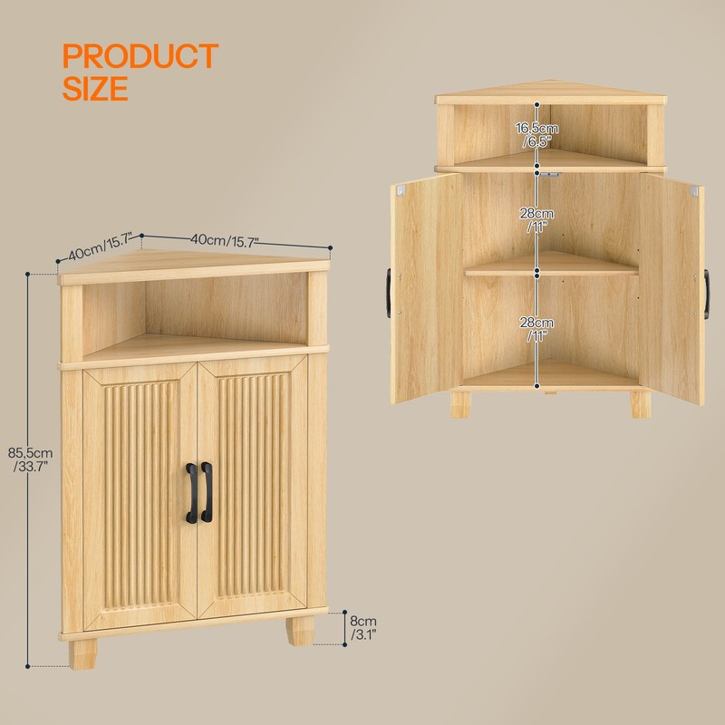 HOOBRO Small Corner Cabinet Side Storage Organizer Standing Corner Cabinet gallery