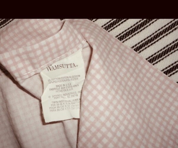 WAMSUTTA PINK & WHITE GINGHAM (2PC) TWIN SHEET SET POLY COTTON BLEND U.S.A. gallery