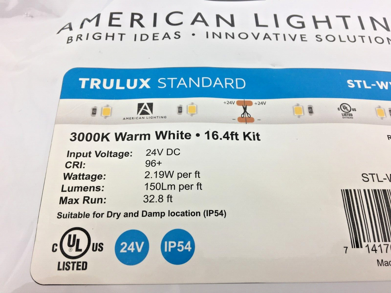 American Lighting STL-WW Trulux Standard LED Tape Light IP54 16.4' 3000K Warm gallery