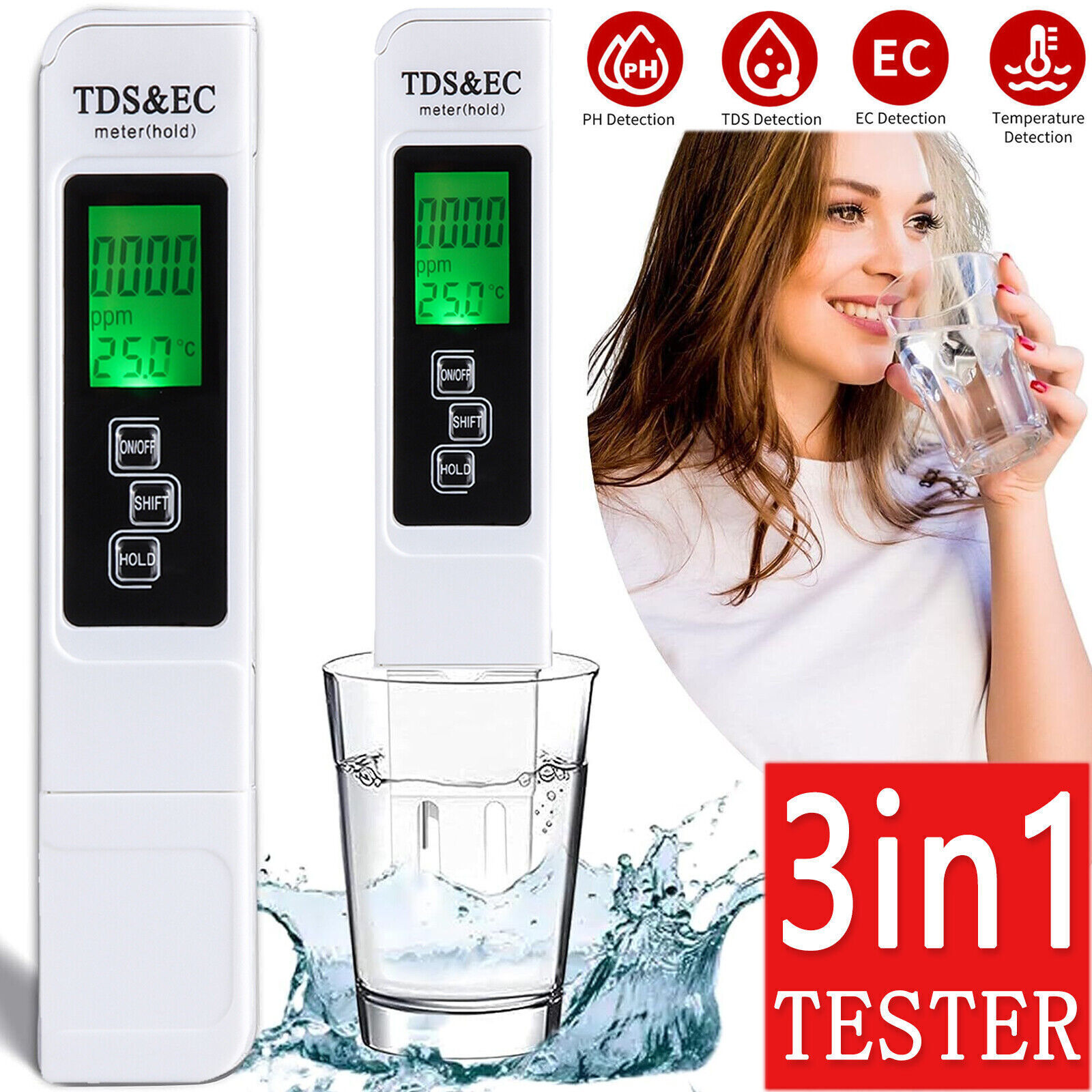 Digital Tester TDS EC PPM Meter Water Purity Hydroponics Water Quality Test Pen gallery