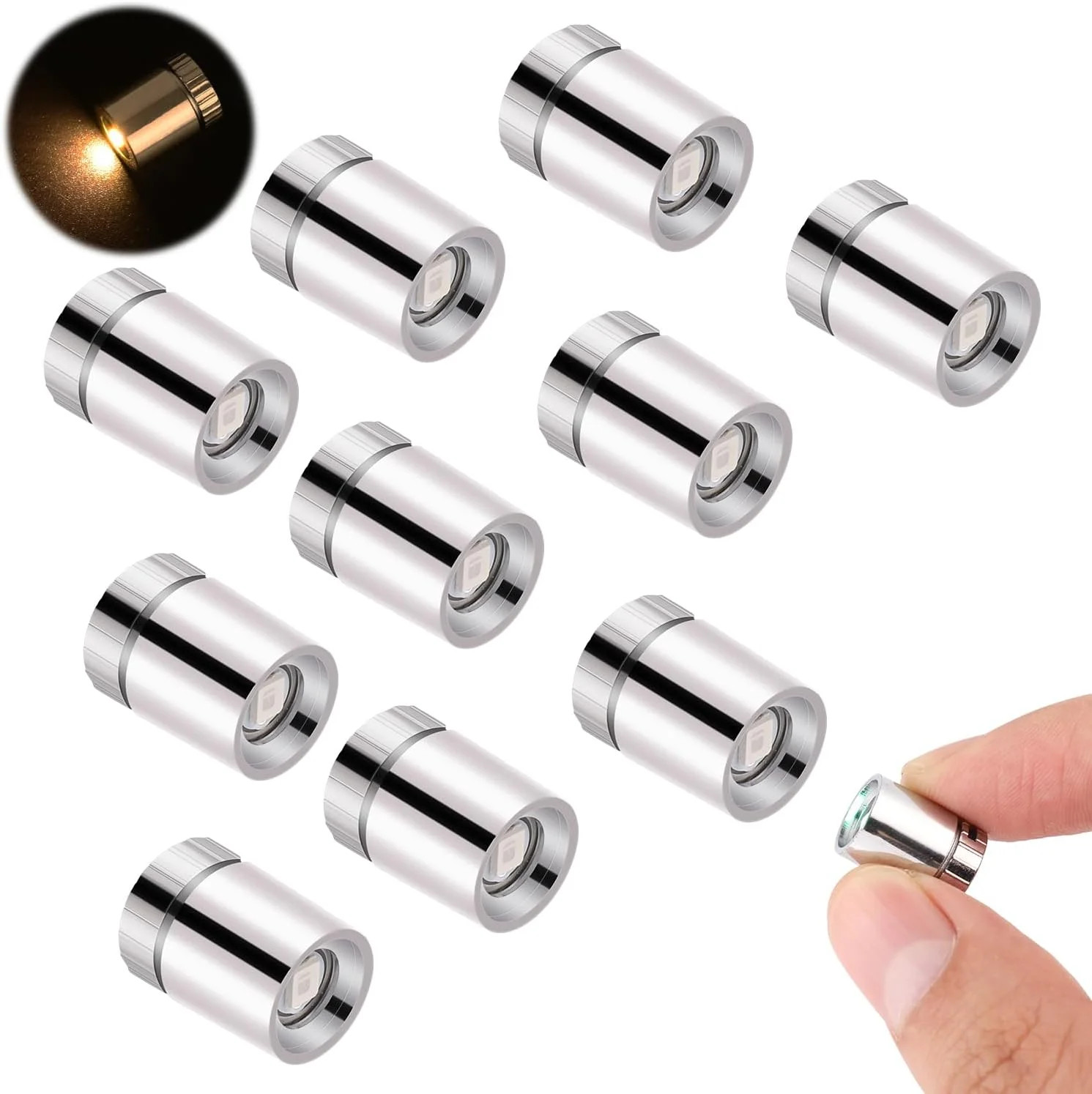 10pcs LED Mini Lights, Small Led Lights for Dollhouse Silver Plastic Battery Inc gallery
