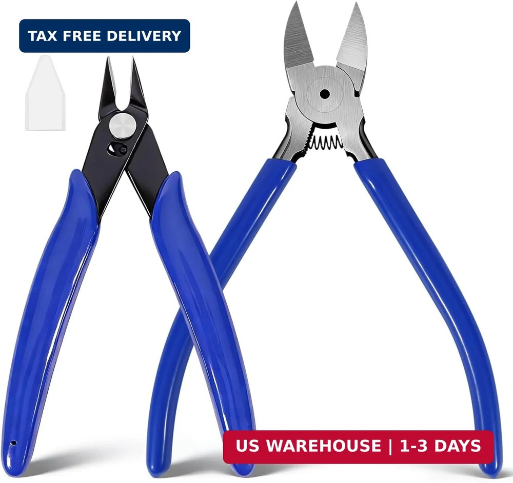 2 Pack Wire Cutters Set, 6"+5" Sharp Flush Cutters, Spring Loaded Side Cutting P