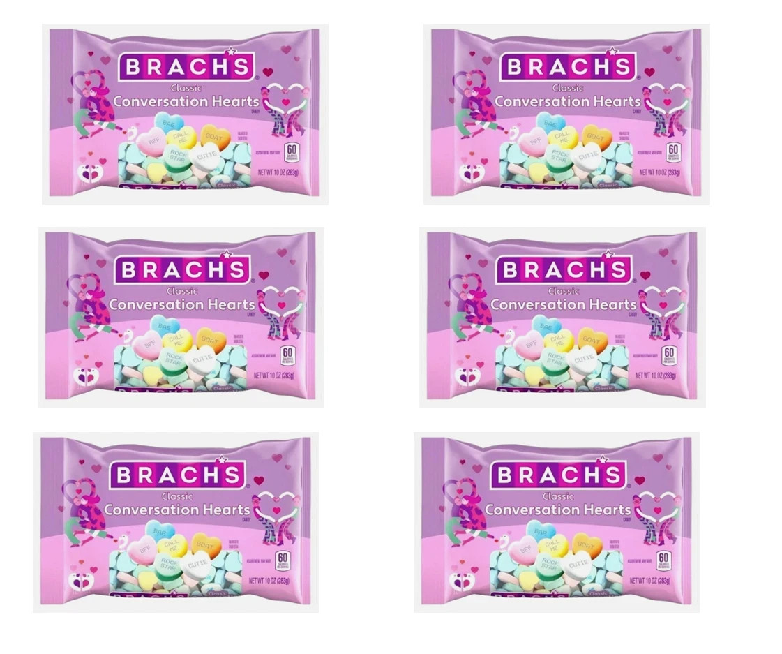 BRACH'S /Classic Conversation Hearts / LOT of (6) 10oz Bags/🩷Exp. 7/27 + 9/27🩷 gallery