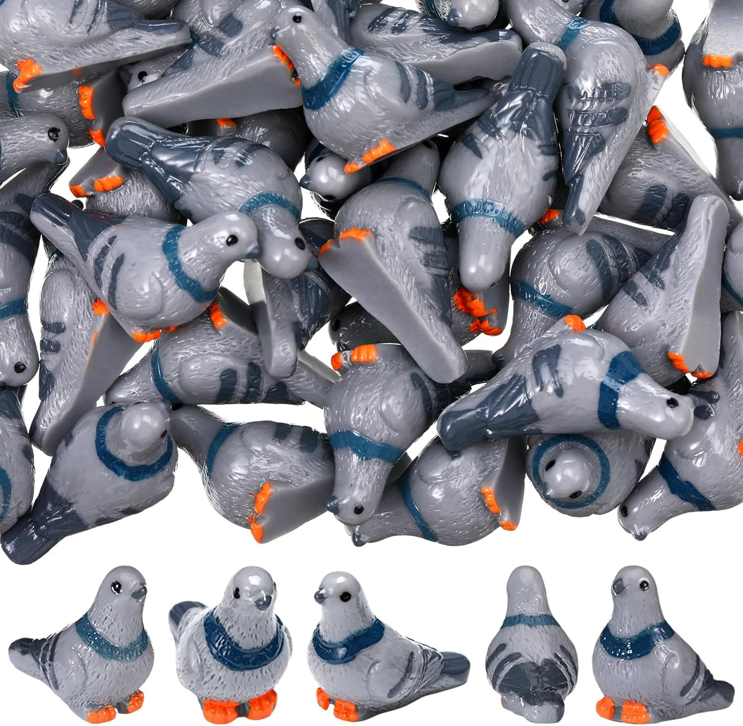 50 Pcs 50 Pcs Mini Resin Pigeons, 1 Inch Tiny Resin Birds Statues Bulk Decorativ gallery