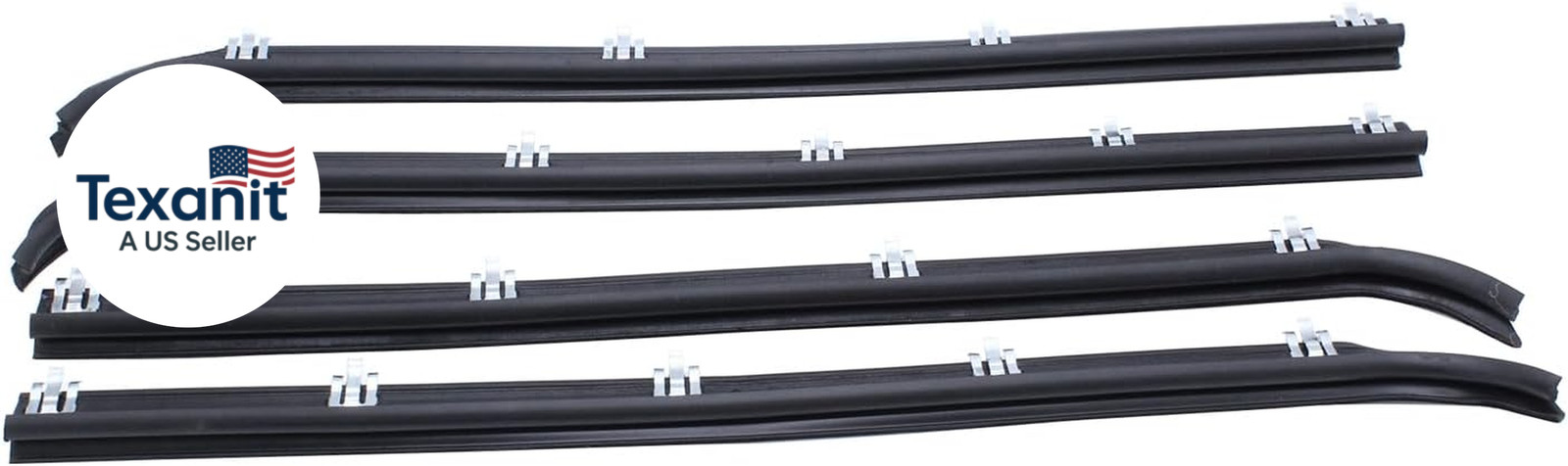 4 Pcs/Set Inner & Outer Window Sweep Felts Seals Black Weatherstrip Kit E7TZ152 gallery