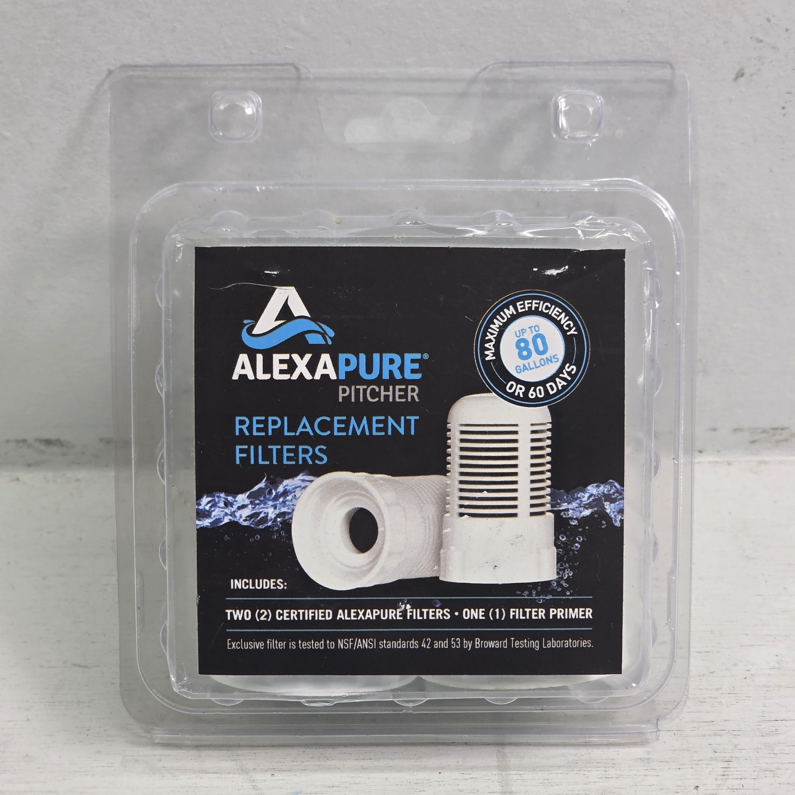 Alexapure Water Pitcher Replacement Filters 2-Pack *No Filter Primer NOB gallery