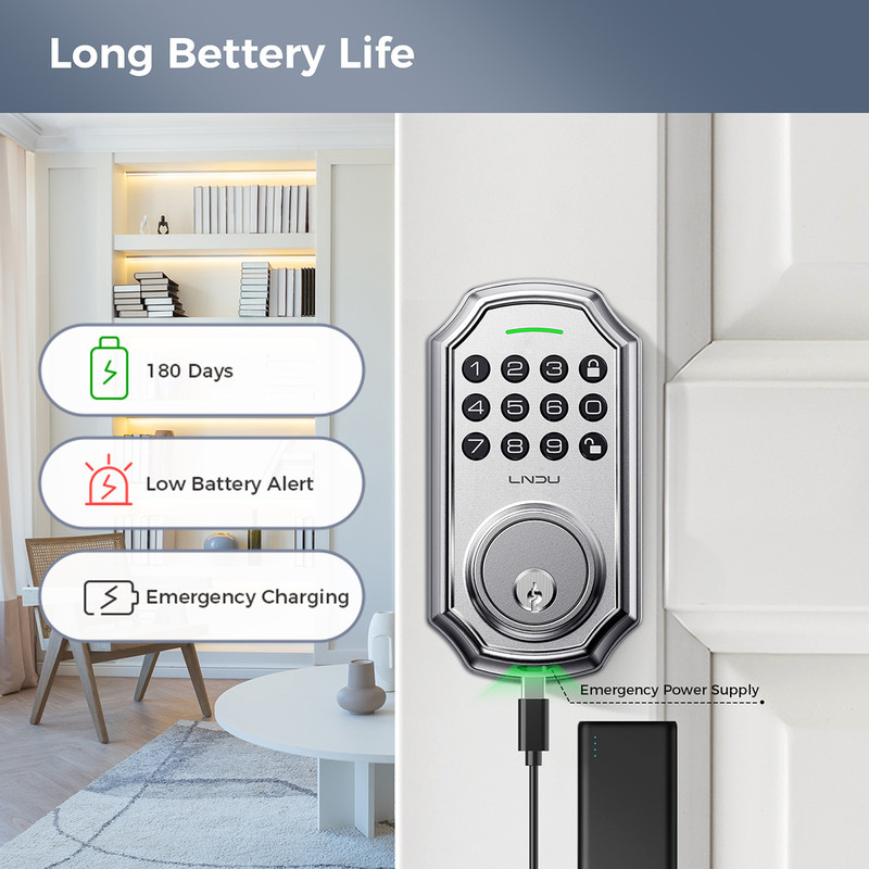 ARPHA Smart Front Door Lock Set 100Code Electronic Keypad Deadbolt Keyless Entry gallery