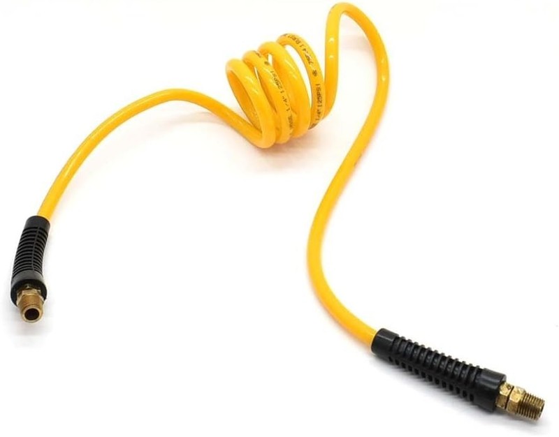 Interstate Pneumatics HR14-005 1/4 Inch 5 ft long, Recoil Yellow Nylon Air Hose gallery