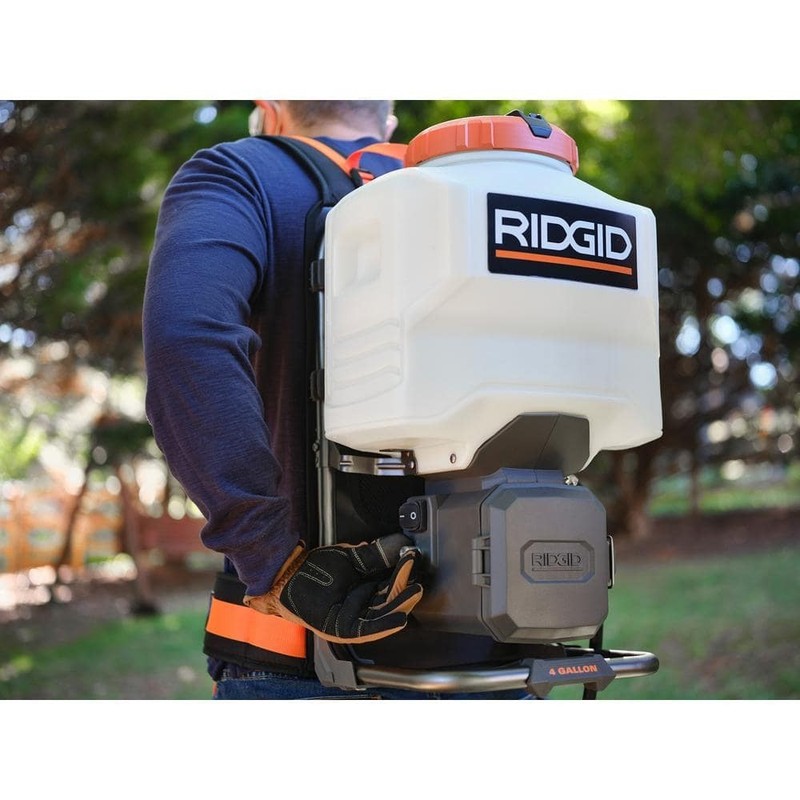 RIDGID Battery Powered 18V Backpack Sprayer 4 Gal Adjustable Flow Rate Tool Only gallery