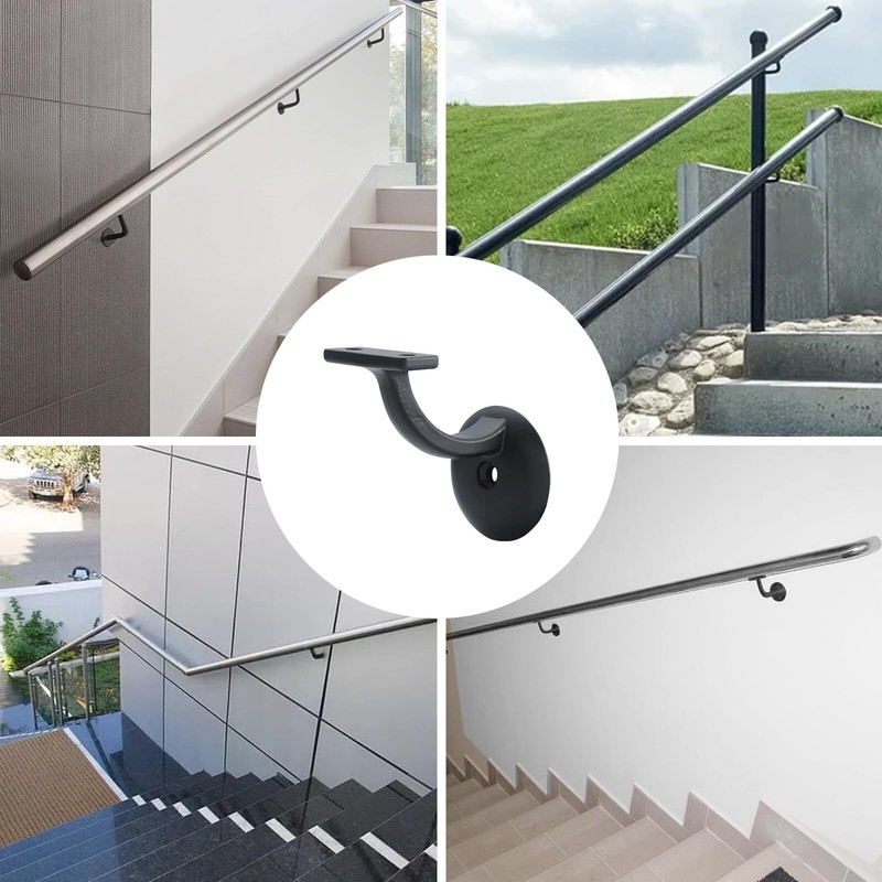 6 Pack Hand Rail Brackets Heavy Duty Matte Black Stair Support Brackets gallery