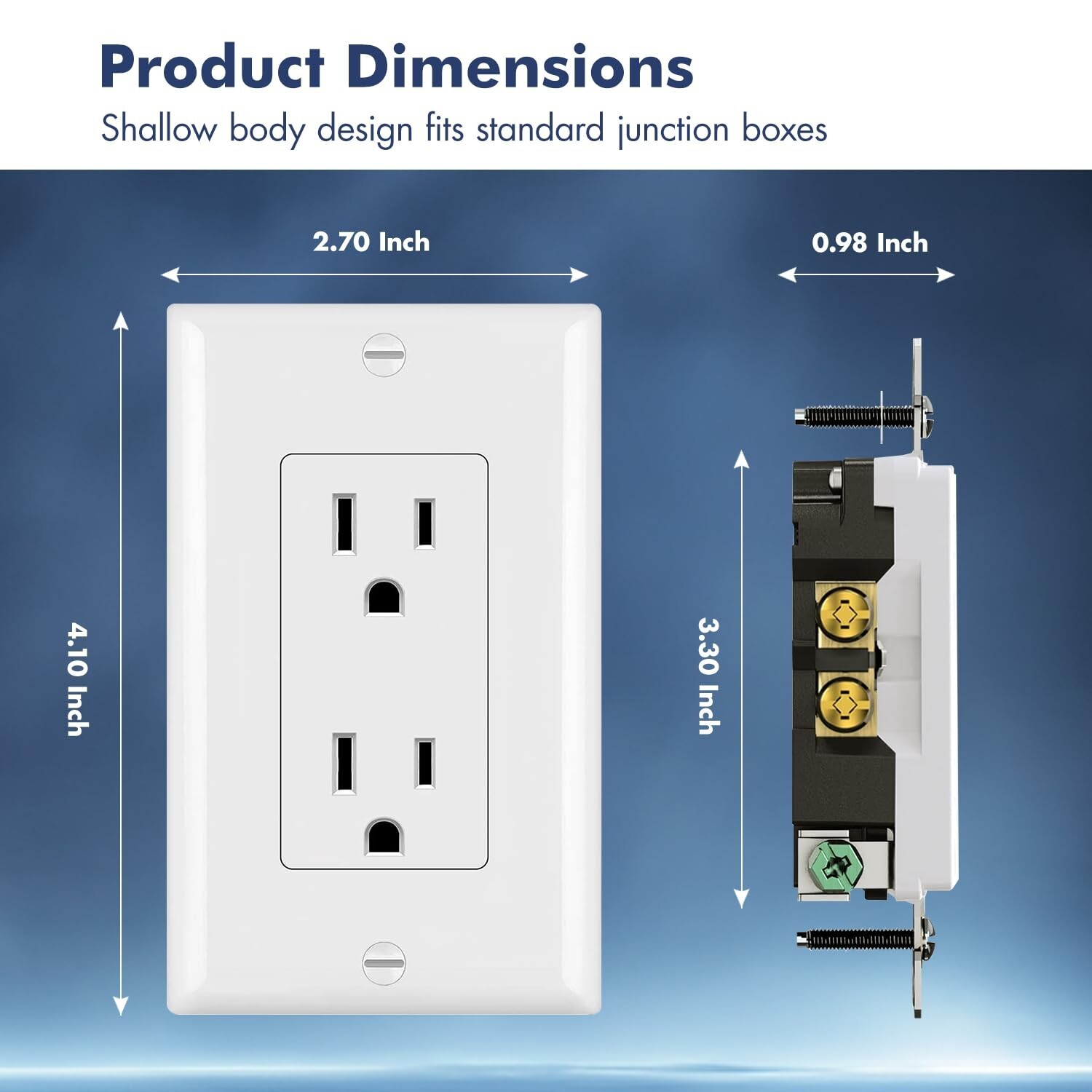 50Pack Outlet Socket, Decora Duplex Receptacle 15 A, 125 V,Non-Tamper Resistant gallery