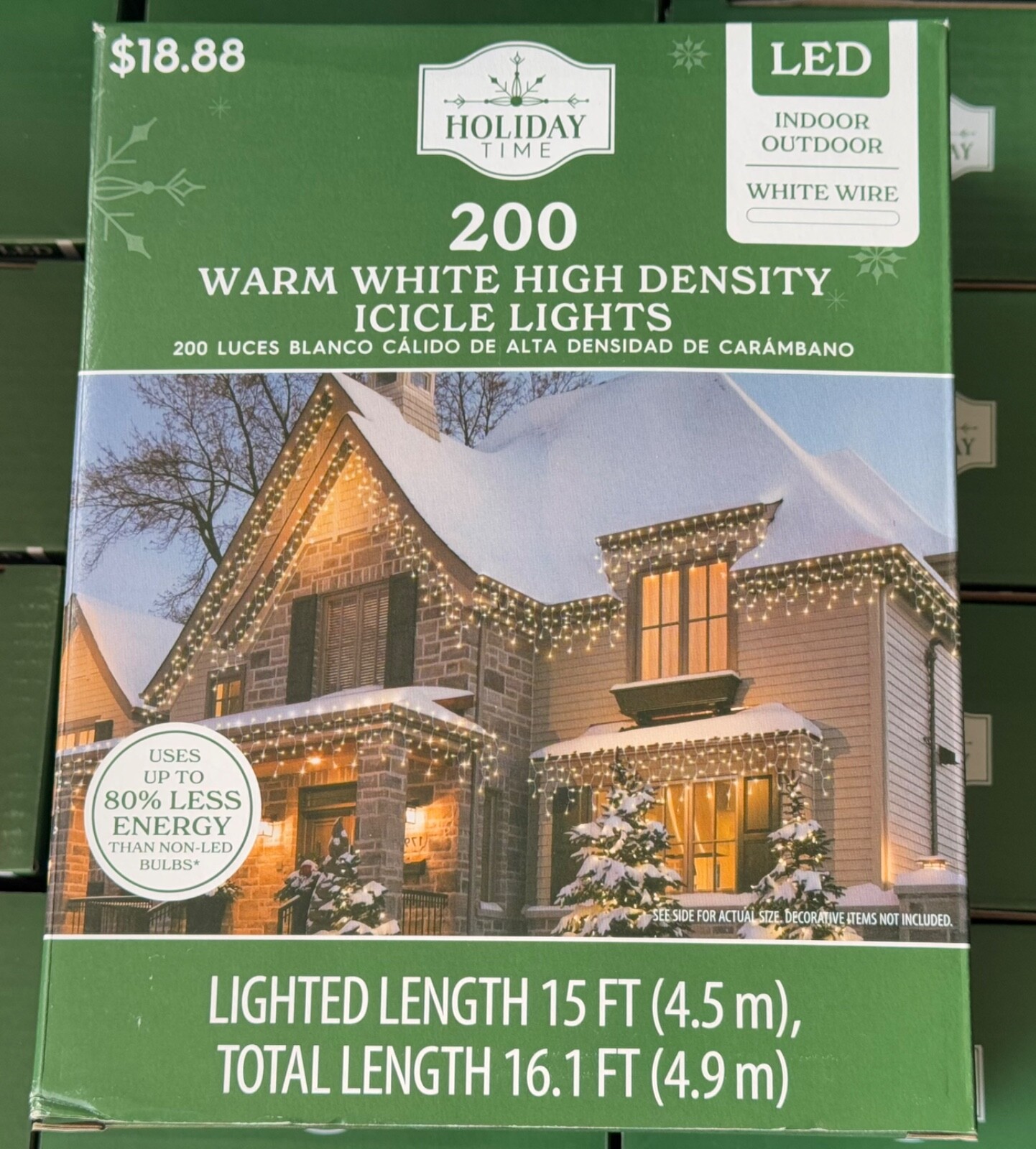 Holiday Time 200-Count WARM White LED High-Density Icicle Lights white wire gallery