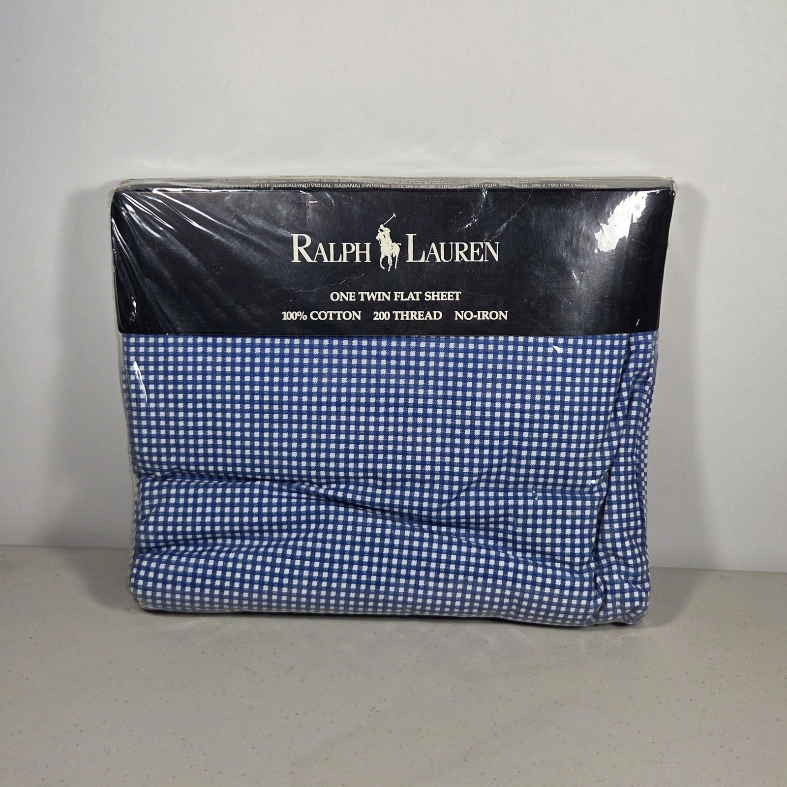Ralph Lauren IRREGULAR One Twin Flat Sheet Small Gingham Check Blue 200 TC NEW gallery