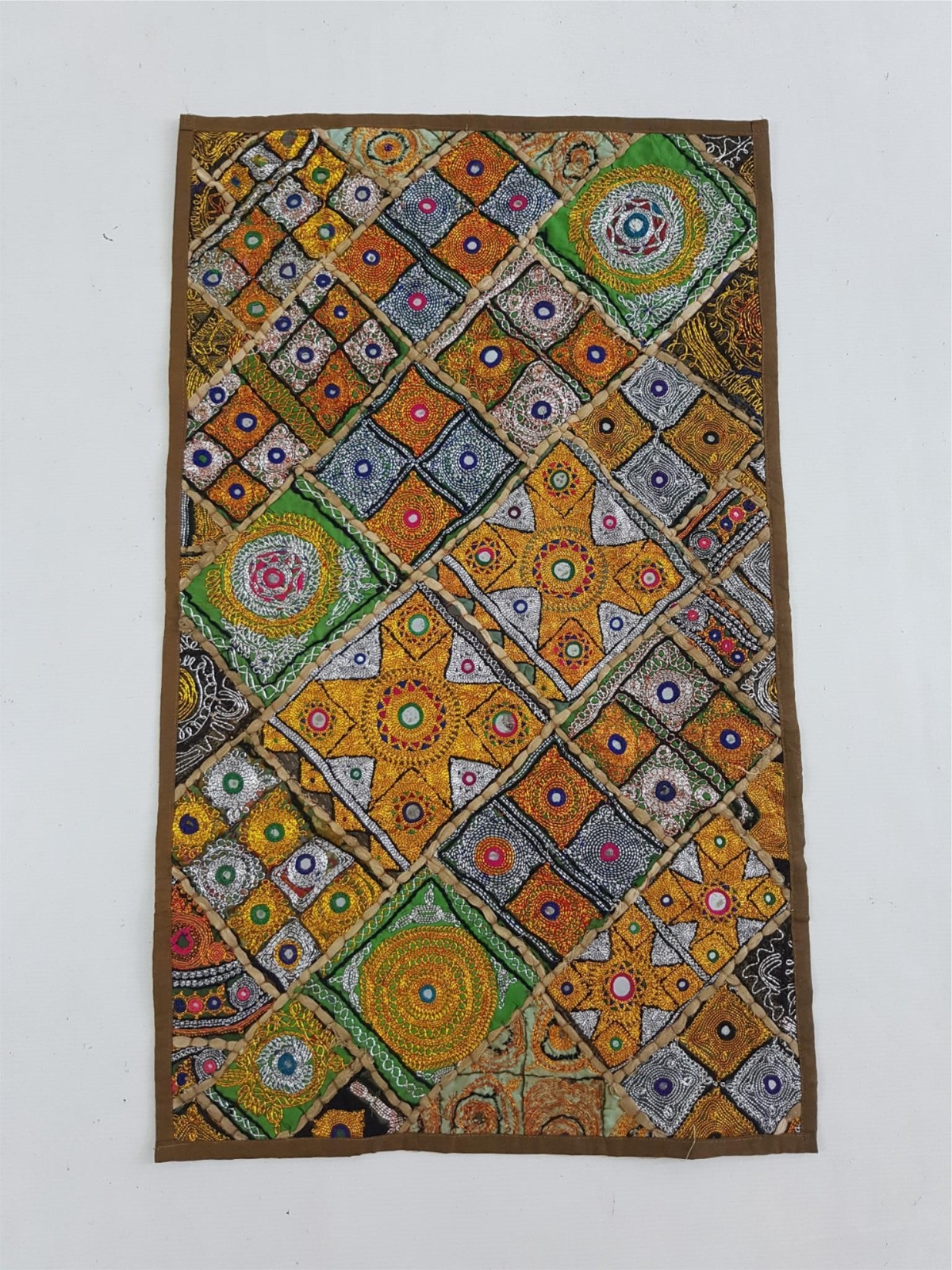 Vintage Indian Traditional Patchwork Banjara Embroidered Wall Hanging 34x20in gallery
