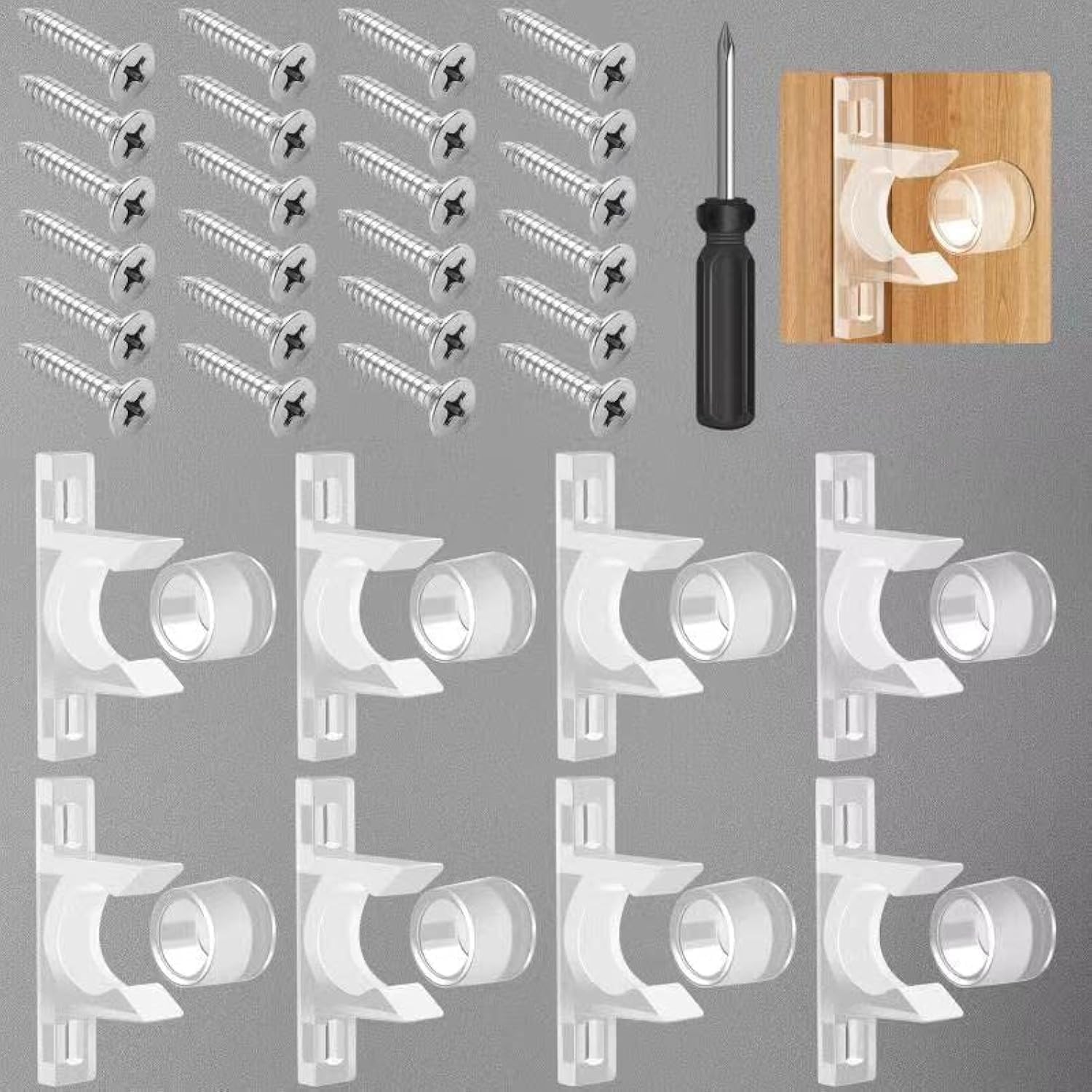 8Sets False Front Cabinet Clips Drawer Repair Kit Sink Tip Out Tray with Tool gallery