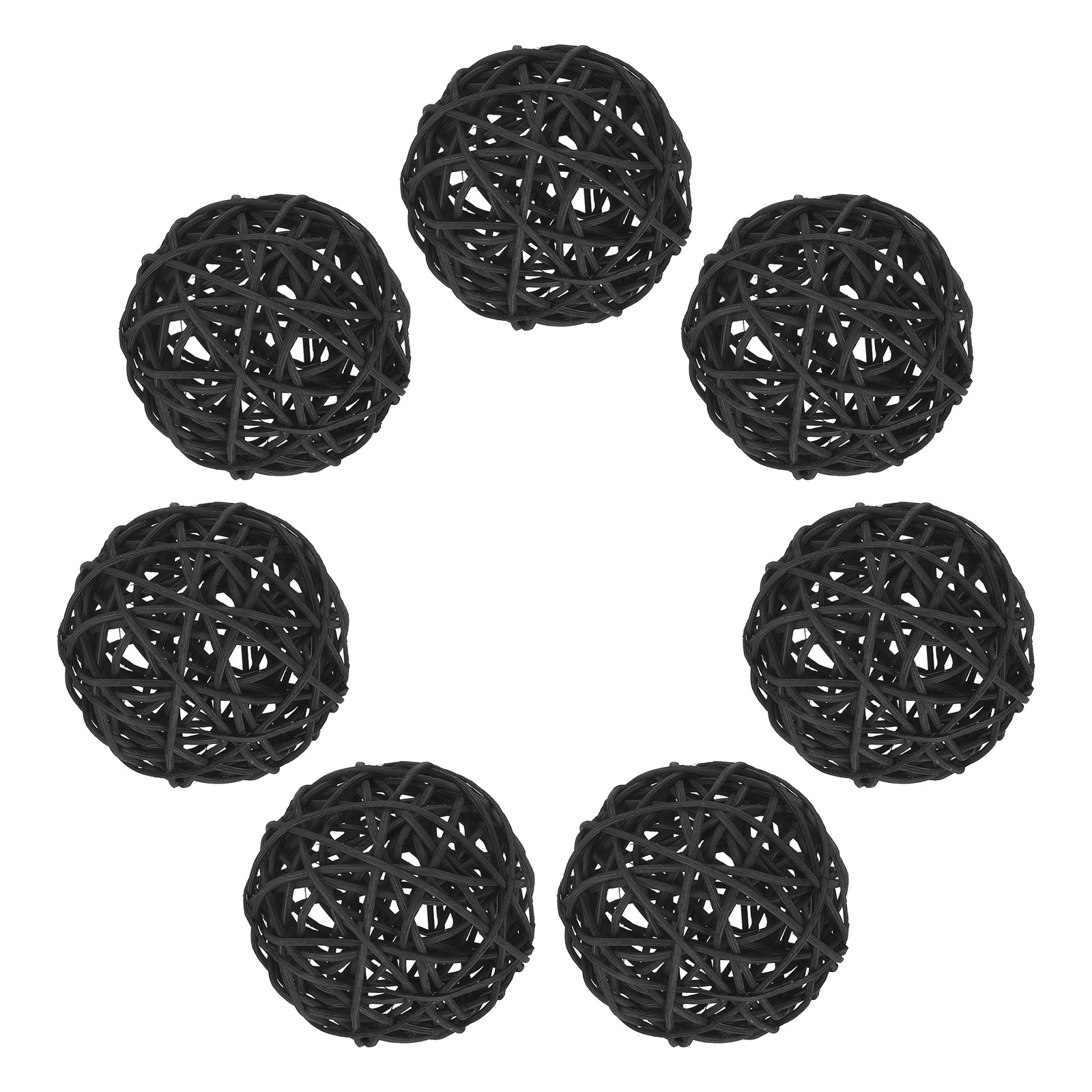 7Pcs Wicker Rattan Balls, 2.75 in Dia Rattan Decorative Balls, Black gallery