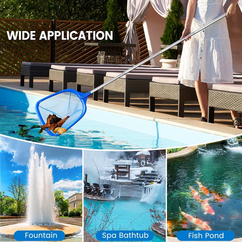 Pool Skimmer Net, Deep Pool Leaf Net with Reinforced Frame, Large Capacity gallery