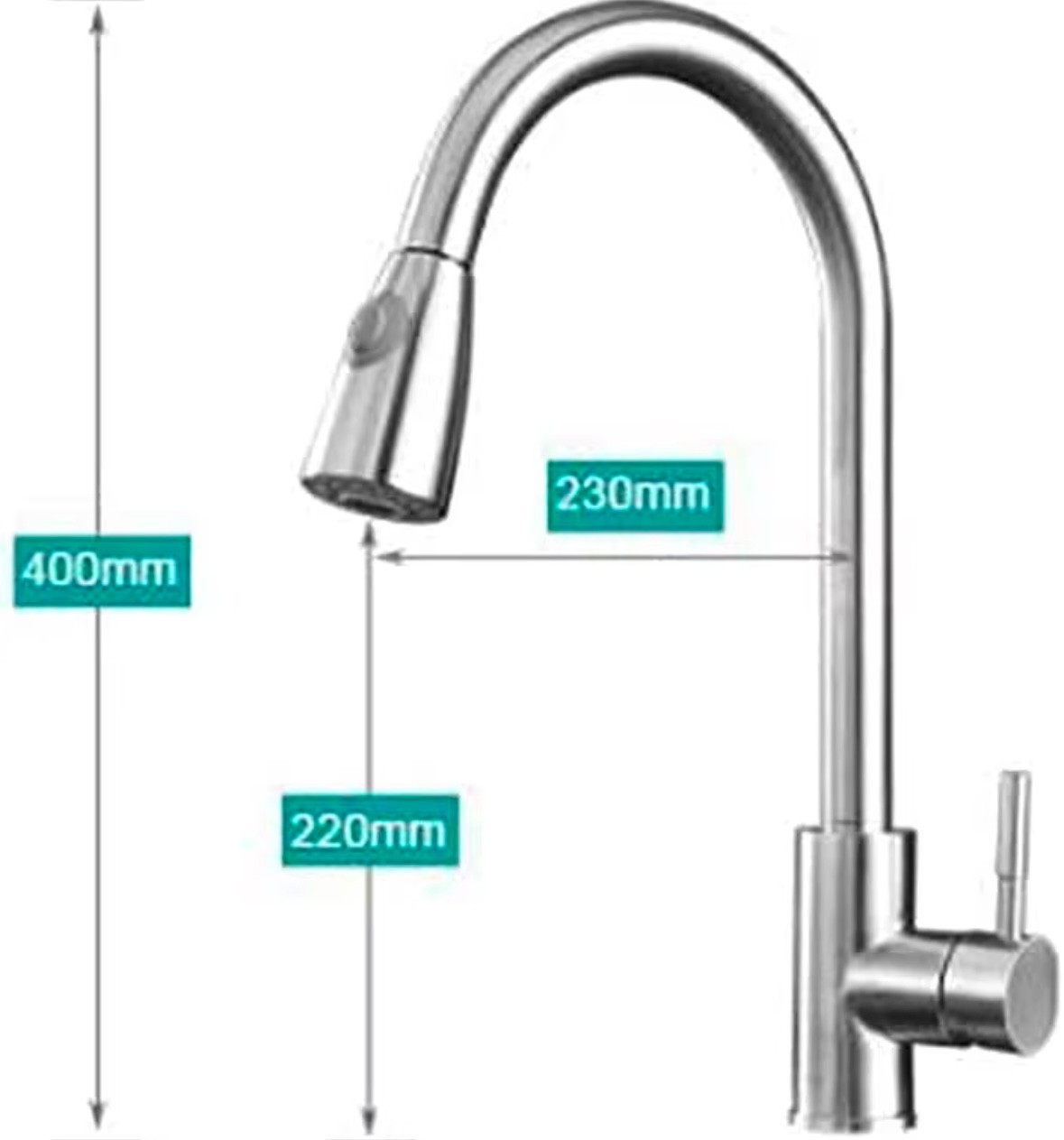Stainless Steel modern Kitchen Faucet pull down sprayer Fancy hot cold - Silver gallery