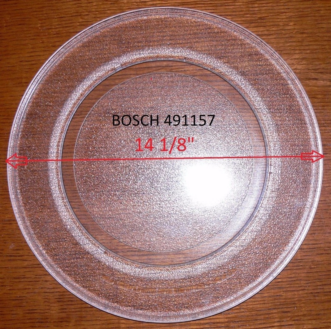 14 1/8" BOSCH GLASS TURNTABLE PLATE / TRAY 491157 WITH 9 1/4" Roller gallery