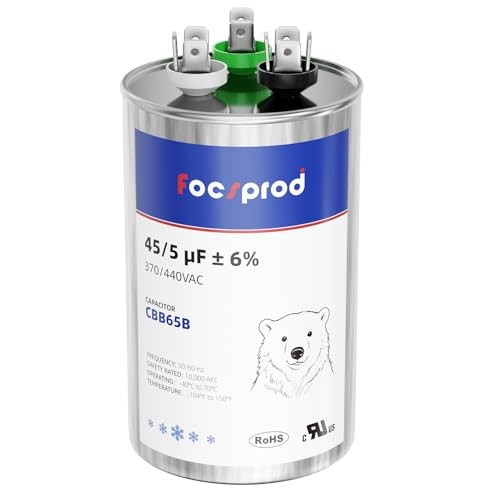 [UL Recognized] CBB65 45+5 uF Dual Run AC Capacitor, 45/5 [V03] 45+5µF Round