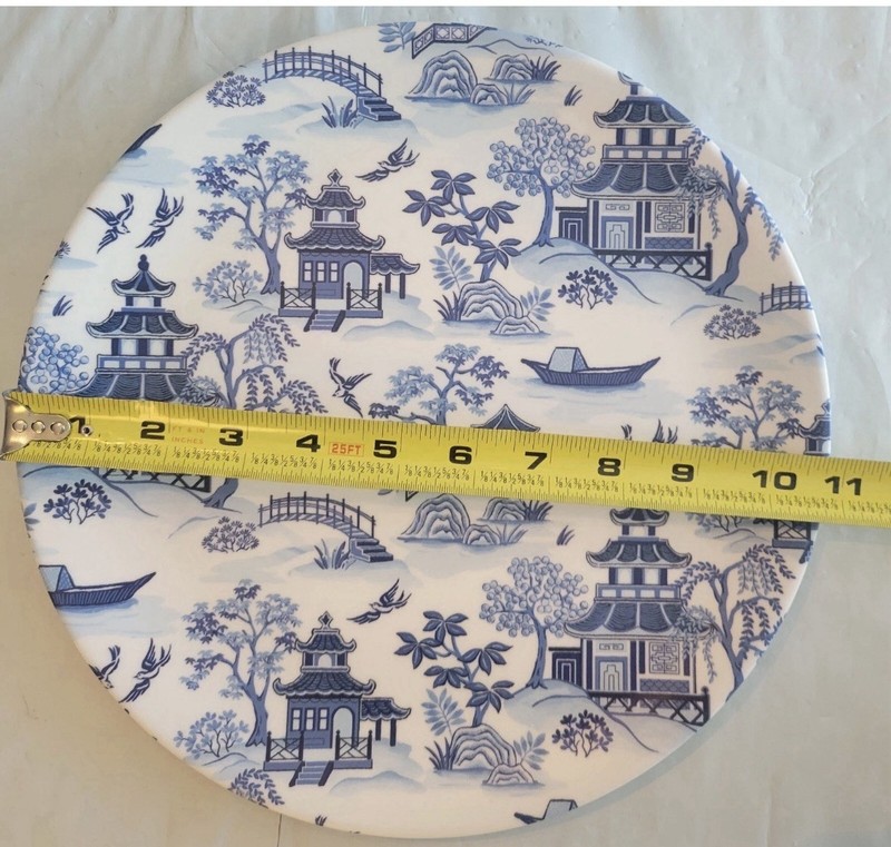 Shabby Chic Blue Willow 4ct Dinner & 4ct Appetizer Plates Asian Pagoda Melamine gallery