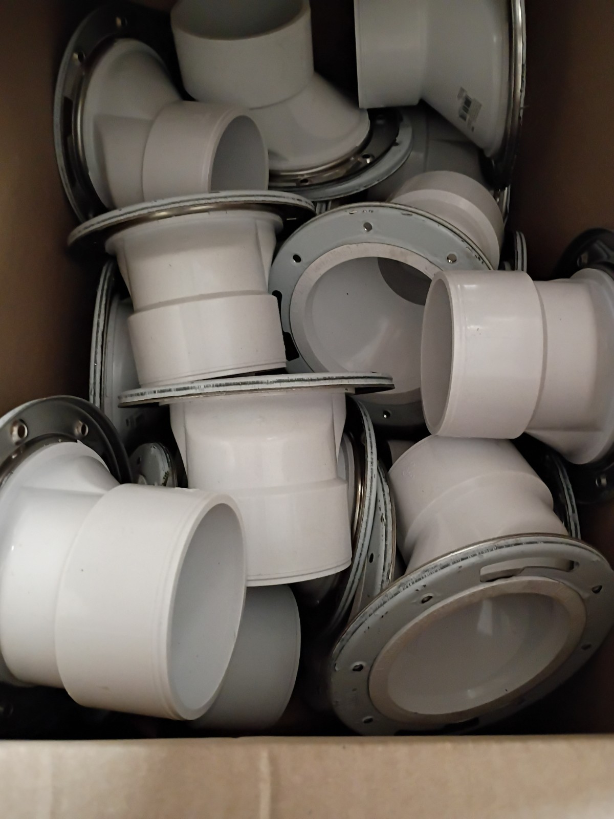 20PK Oatey 43605, 3" PVC Open Offset Toilet Flange with Stainless Steel Ring. gallery