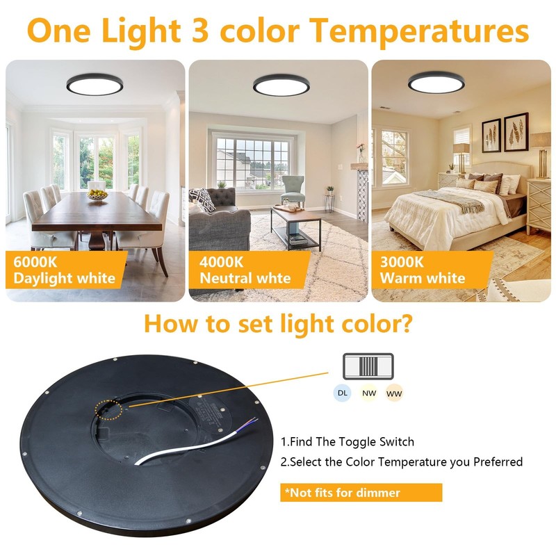 6 Pack 9" LED Flush Mount Ceiling Light - 3 Color Options, Ultra-Slim Design gallery