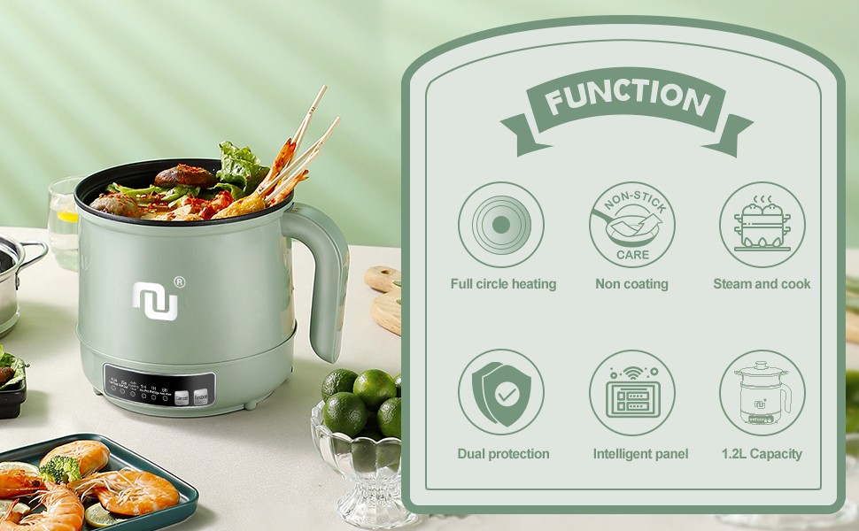 Smart Mini Hot Pot with Timer and Automatic Shut Off 1.2L Non-Sti Rapid gallery