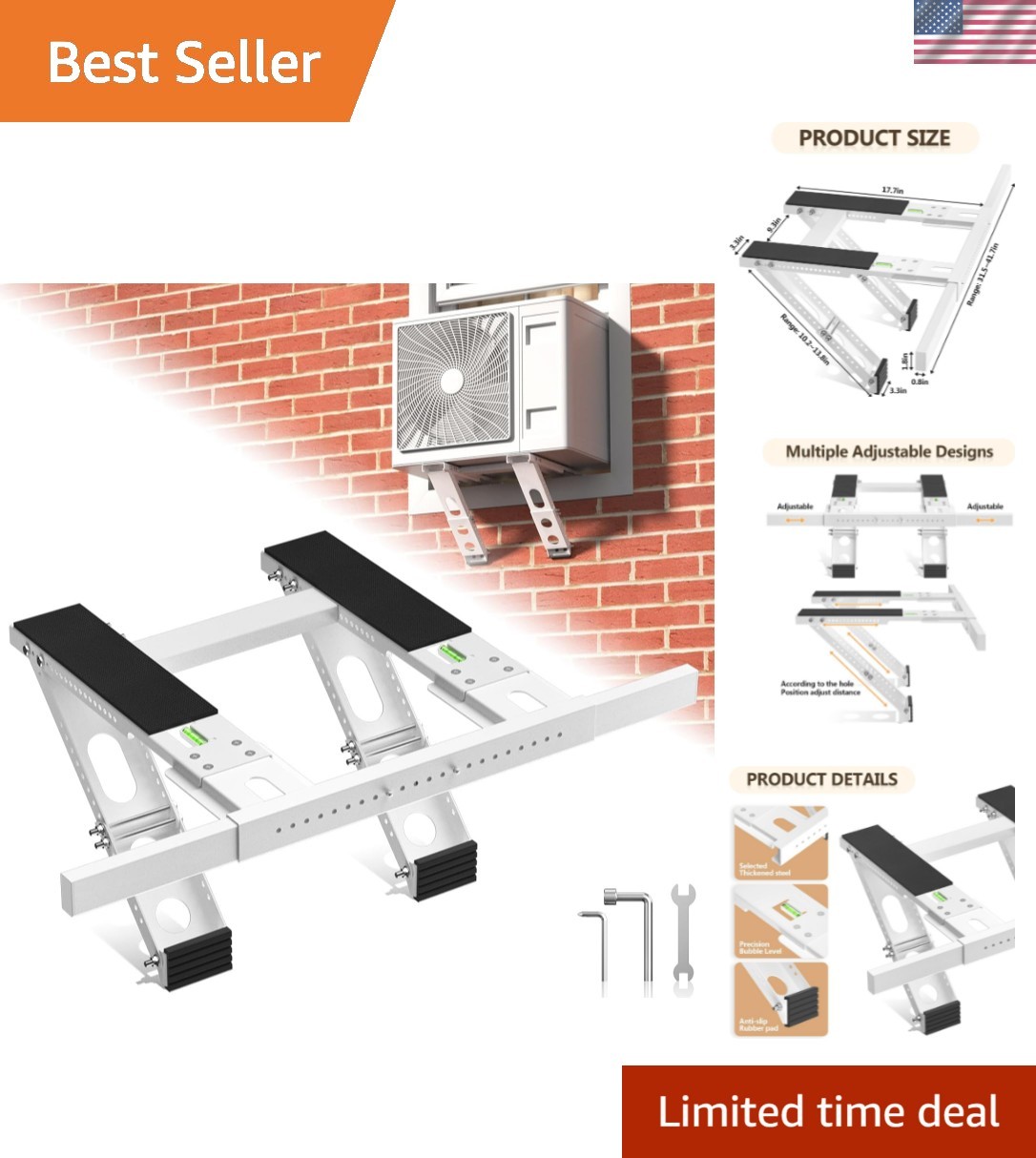 Window AC Bracket Air Conditioner Support Bracket No Drilling Heavy Duty AC B... gallery