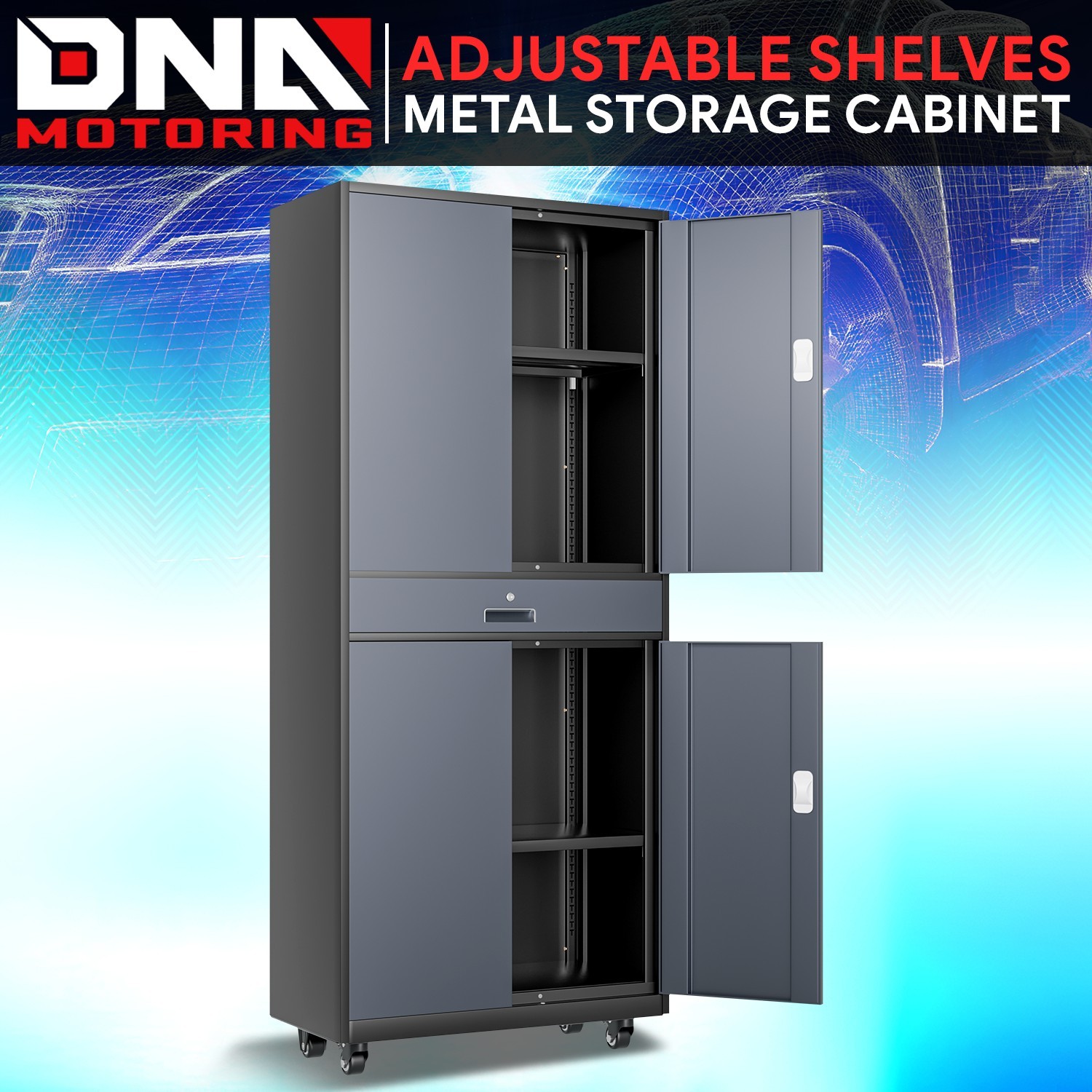 73" Lockable Heavy Duty Metal Storage Cabinet w/ Adjustable Shelves Gray/Black gallery