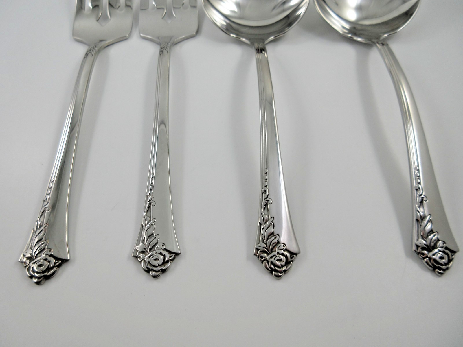Oneida Heirloom DAMASK ROSE Serving Forks & Laqdles Stainless Steel Flatware gallery