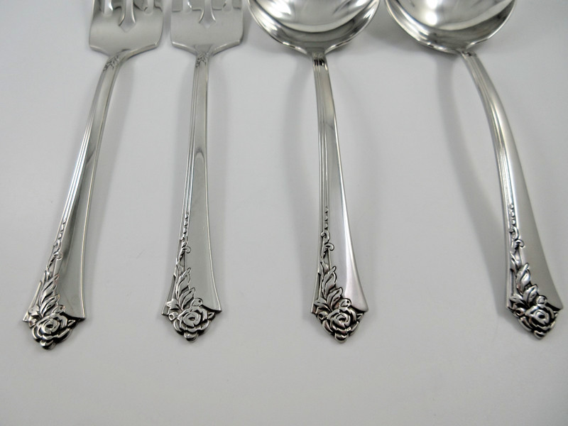 Oneida Heirloom DAMASK ROSE Serving Forks & Laqdles Stainless Steel Flatware gallery