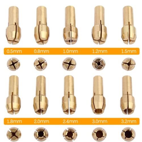 10 Pcs Brass Collet Set Compatible with Dremel 480, 481, 482, 483 3.2mm (1/8 inc gallery
